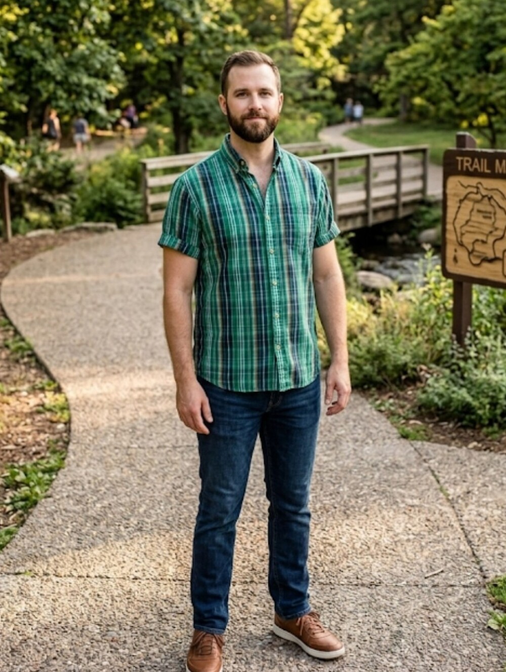 Duluth Trading Co teal plaid shirt mens M short sleeve